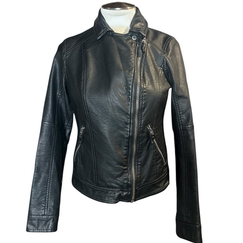 Abercrombie & Fitch Y2K biker-core Black asymmetrical zipper  Jacket S